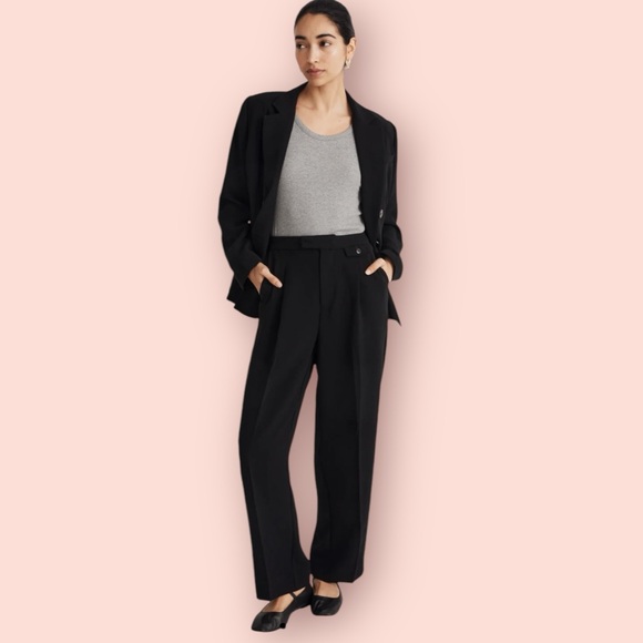 Madewell Pants - MADEWELL The Petite Rosedale High-Rise Straight Crepe Pant in True Black